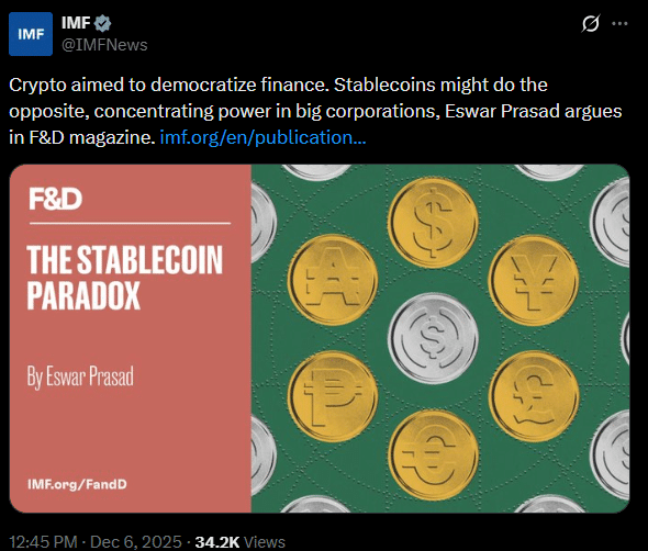 &lsquo;Stablecoins won&rsquo;t democratize finance&rsquo;- IMF&rsquo;s warning puts issuers in focus