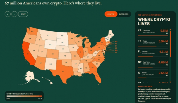 Interactive Map Showing Exactly Where 67 Million US Crypto Holders Live